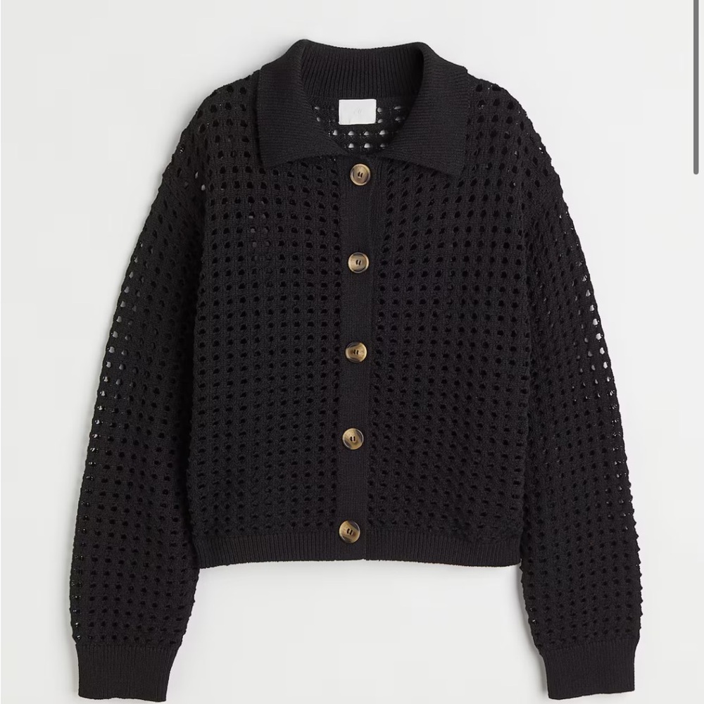Black Button-Up Women's Sweater
